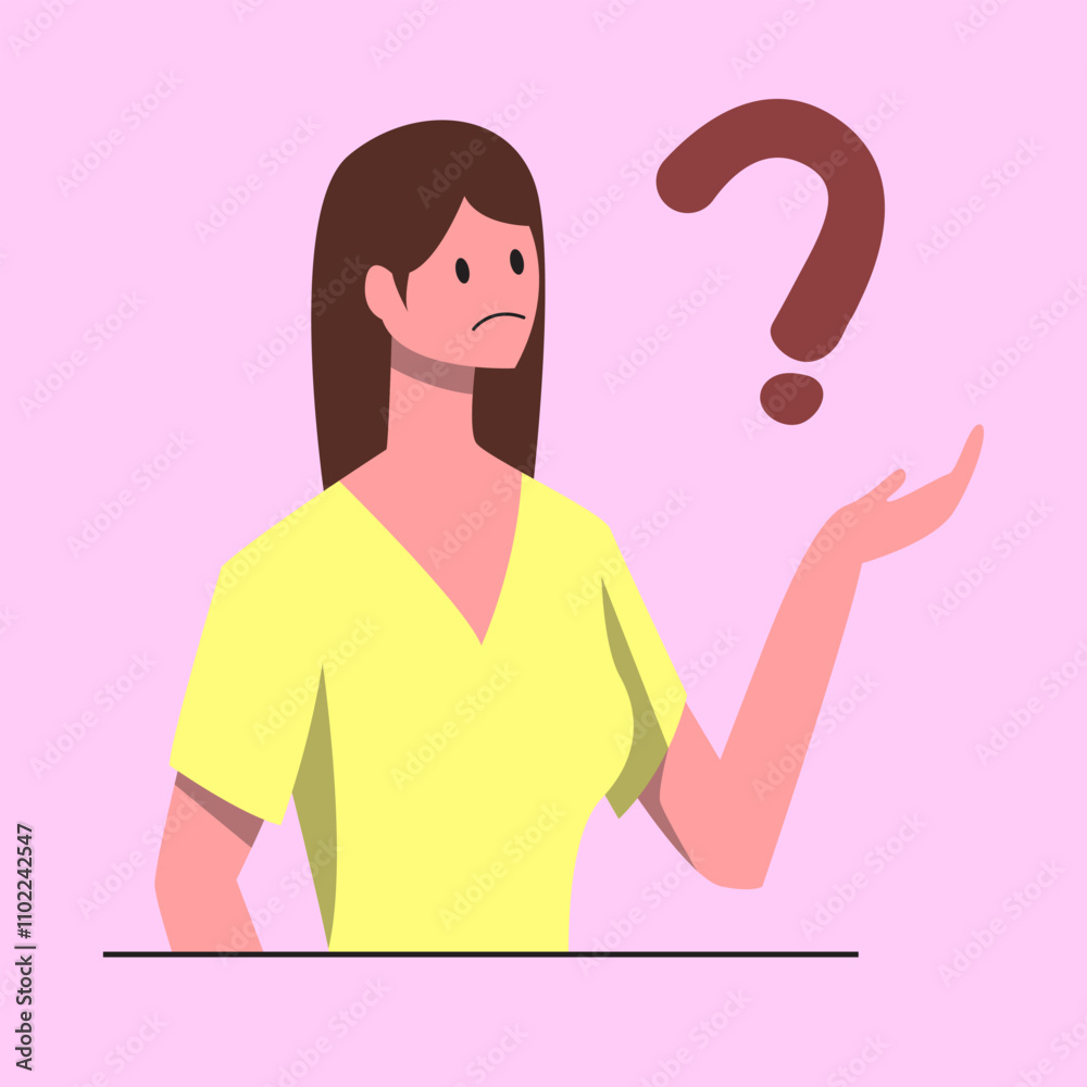 Women Thinking illustration flat design Women Thinking illustration flat design
