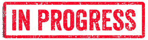 In Progress Stamp Transparent Seal, Red Grunge In Progress Word Rubber Stamp Seal