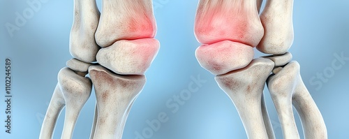 Osteoarthritis in Knee Cartilage - Detailed Scientific Illustration of Joint Degeneration and Inflammation for Medical Education and Research