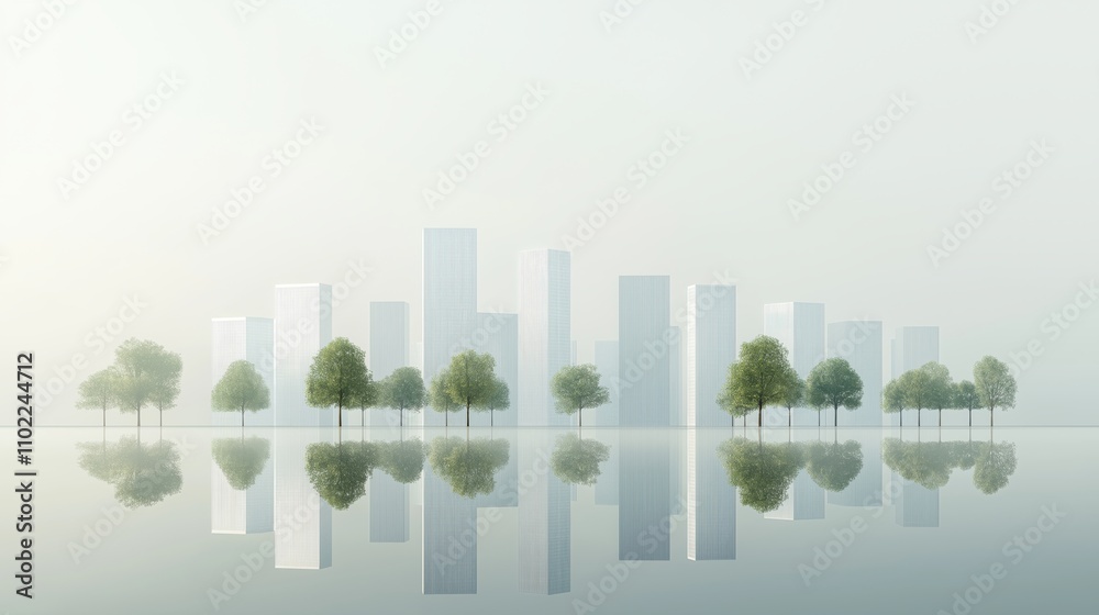 Fototapeta premium A city skyline with a large body of water in the background