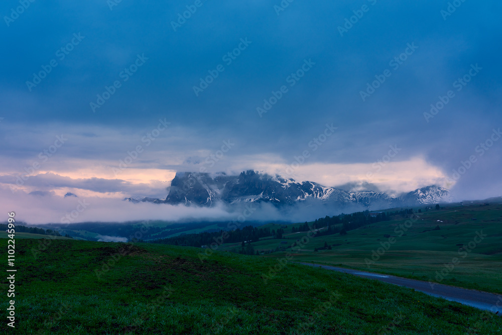 Sunrise in the Dolomites in South Tyrol, Italy. Sunrise in the Dolomites in South Tyrol, Italy.