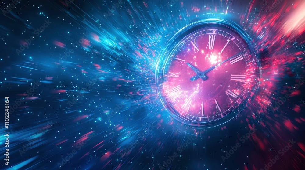 Time Warp Concept with Clock Against Abstract Cosmic Background Time Warp Concept with Clock Against Abstract Cosmic Background