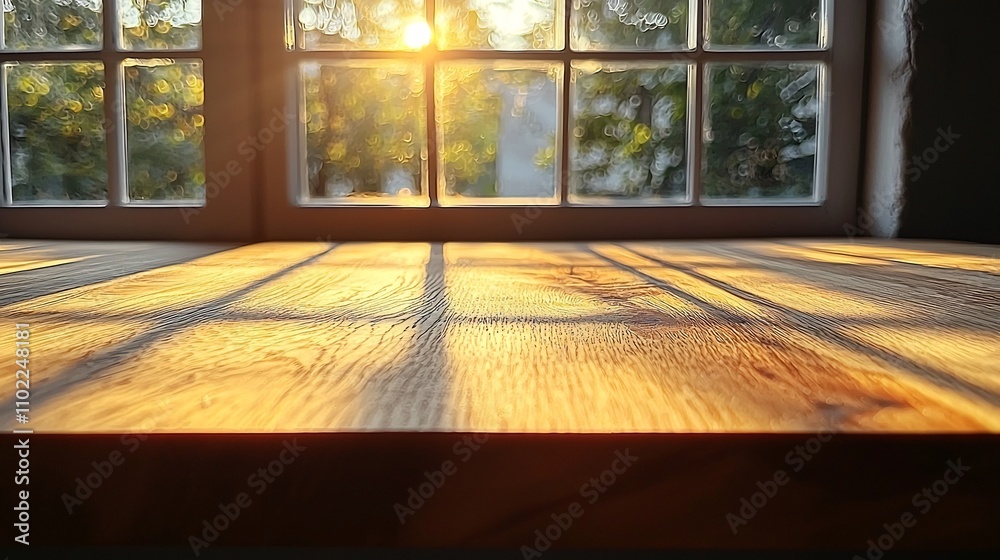 Minimalist Wooden Table with Bright Window Backdrop for Elegant Product Presentation Minimalist Wooden Table with Bright Window Backdrop for Elegant Product Presentation