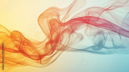 Vibrant Flowing Smoke Abstract Art in Orange, Red, and Blue Tones