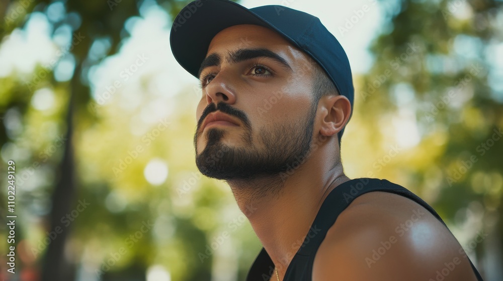 Athlete with intense focus on basketball court, casual sportswear, outdoor court background with trees, natural light, Athlete with intense focus on basketball court, casual sportswear, outdoor court background with trees, natural light,