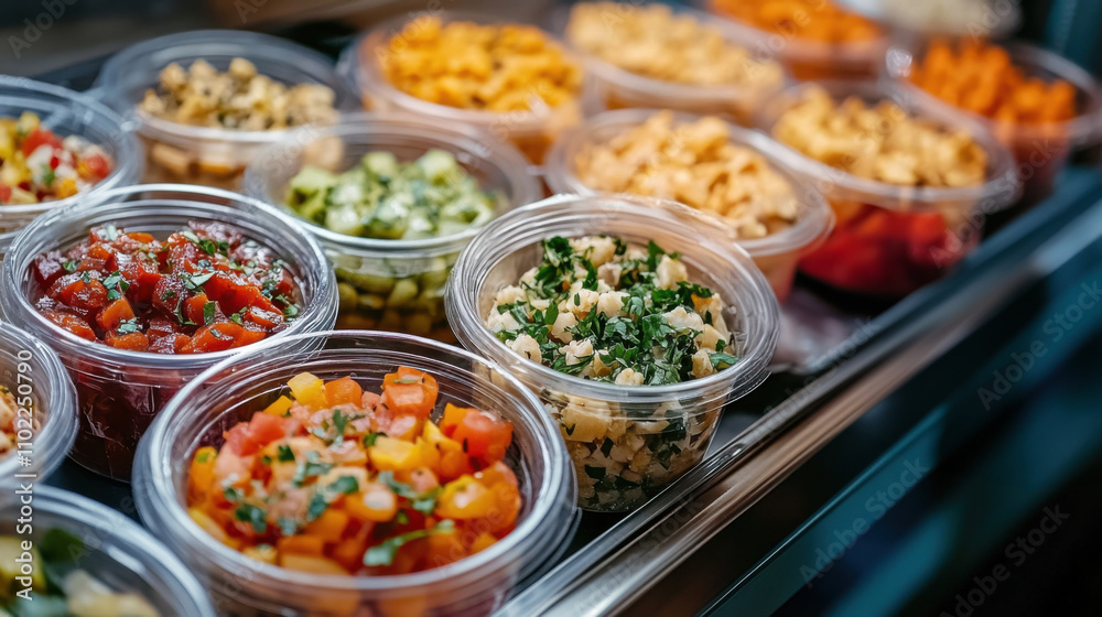 Healthy Salad Buffet Display with Fresh Ingredients Perfect for Culinary Inspiration. Generative ai Healthy Salad Buffet Display with Fresh Ingredients Perfect for Culinary Inspiration. Generative ai