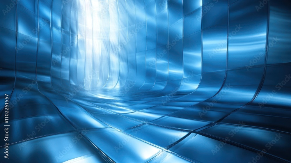 Abstract blue tunnel with smooth, reflective surfaces and light. Abstract blue tunnel with smooth, reflective surfaces and light.