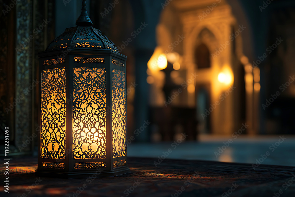 Islamic ramadan kareem celebration lantern with beautiful bokeh lights in the background. Islamic ramadan kareem celebration lantern with beautiful bokeh lights in the background.