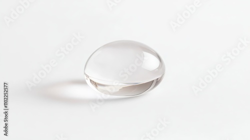  a clear glass paperweight on a white background The paperweight is round in shape and has a glossy finish It is sitting on a flat surface, with no other objects i