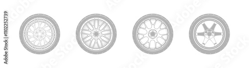 Car wheels vector set.