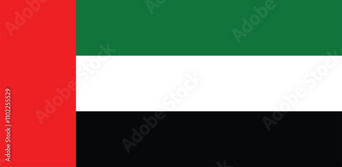 United Arab Emirates flag state symbol isolated on background national banner. Greeting card National Day spirit of the union United Arab Emirates. Illustration banner with realistic state flag of UAE
