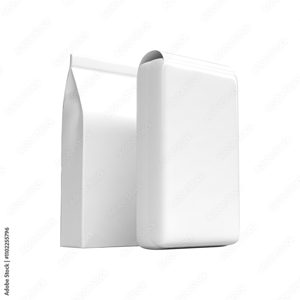White Pre-Made Plastic Film Packaging Bag 3D Rendering - Isolated White Pre-Made Plastic Film Packaging Bag 3D Rendering - Isolated