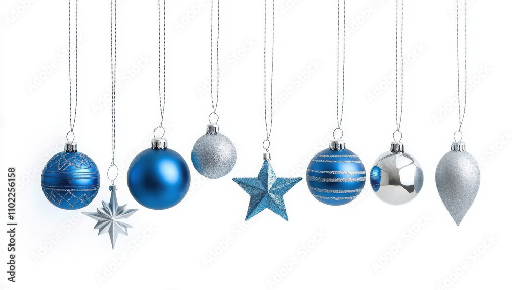 Christmas blue silver decorations balls New Year isolated on white background
Christmas blue silver decorations balls New Year isolated on white background