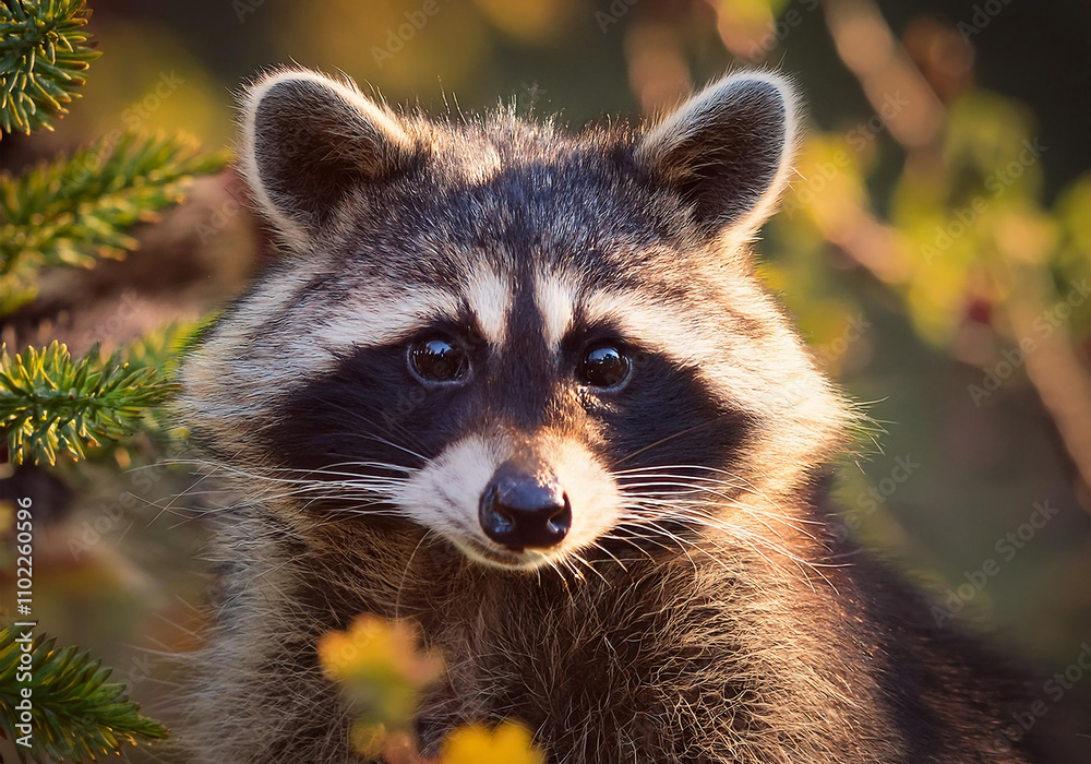 Obraz premium Close up of the head of a raccoon
