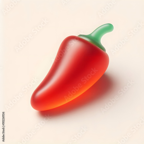 minimal gummy jelly shaped chili pepper , 3D , isolated, illustration.	 photo