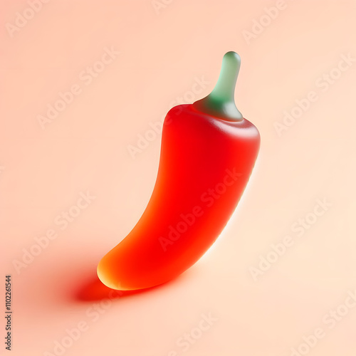 minimal gummy jelly shaped chili pepper , 3D , isolated, illustration.	 photo