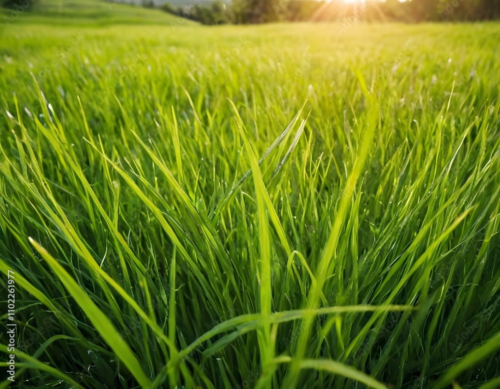 Obraz premium green grass in the wind sunshine