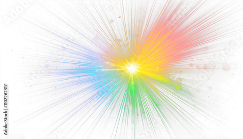 Bright Rainbow Bokeh Light Flare Effect on White Background for Overlay and Screen Layer