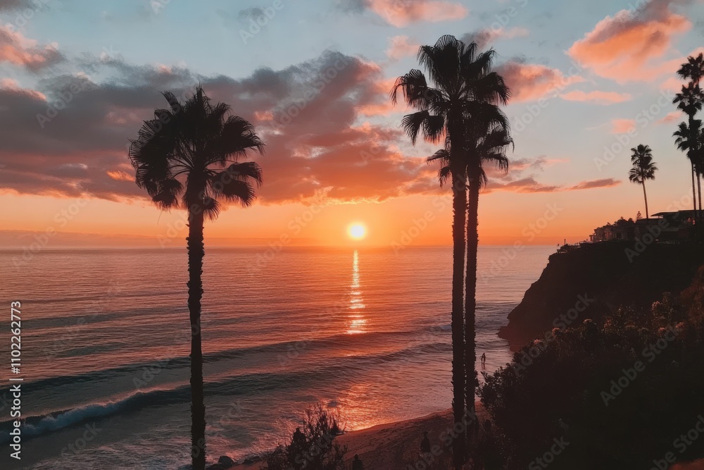 Obraz premium La Jolla Sunset: Explore the Magnificent Beauty of California Beaches