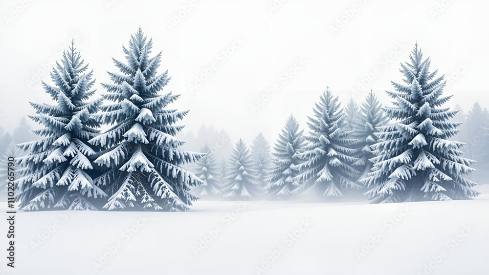 Obraz premium Winter snowy landscape with frosted trees for tranquil and serene design projects