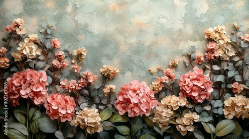 Wallpaper Mural A decorative arrangement of colorful flowers against a textured background. Torontodigital.ca