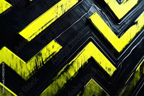A close up of a yellow and black chevron pattern