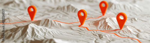 Minimalist trail map with orange markers highlighting safe routes