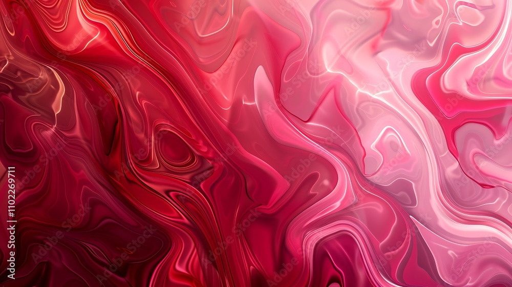 Obraz premium Abstract Red and Pink Swirling Liquid Marble Background