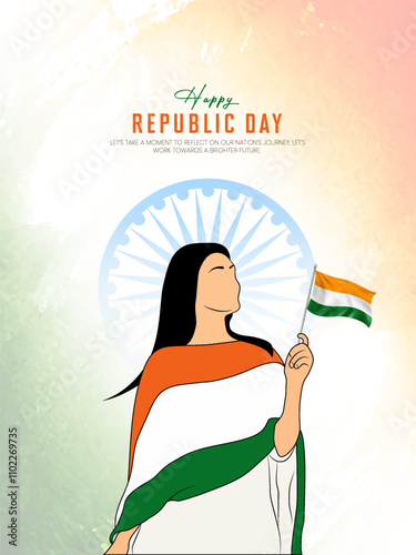 Happy Republic day creative concept. 26 January Indian Republic Day Celebration Background. Greeting card, 3d vector illustration.