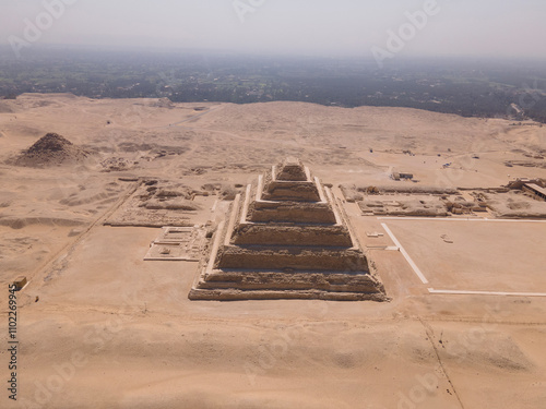 Aerial view of the pyramids of Giza, Egypt drone footage.
saqqara pyramid.