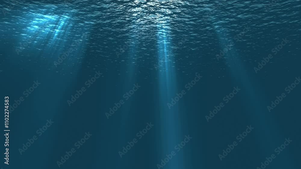 Ocean Under Water Journey Loop under water effect with sun rays penetrating sea