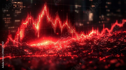 Digital Market Chart Showing Severe Financial Crisis and Bankruptcy Concept