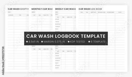 Printable Car Wash Log Book Template, I want to buy a notebook to clean my car, Car Cleaning Checklist KDP Interior