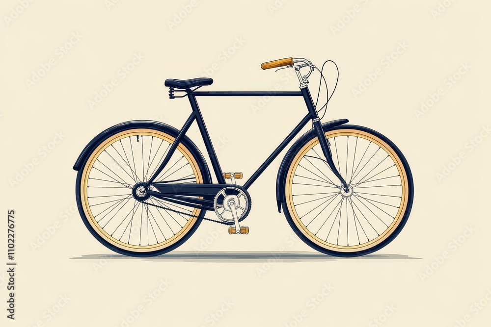 Classic black bicycle with a sleek design and wooden accents set against a neutral background Classic black bicycle with a sleek design and wooden accents set against a neutral background