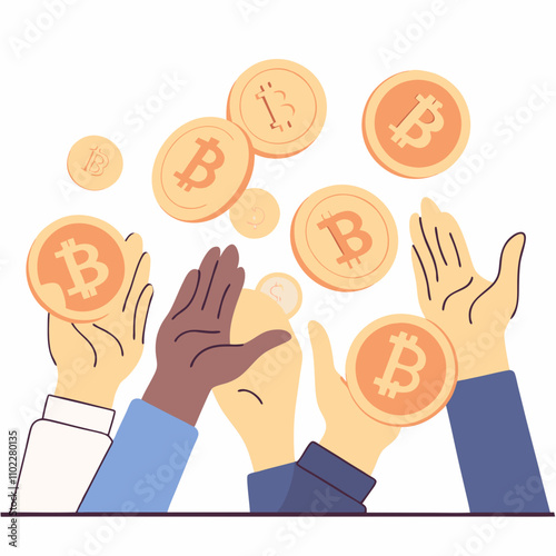 Hands trying to catch money