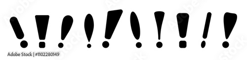 A set of black exclamation marks designed to convey warnings, alerts, and important notifications. For highlighting urgency, risk, and awareness in communication.