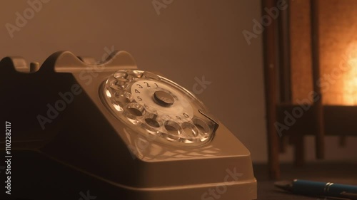 Man makes a call using a retro style rotary telephone