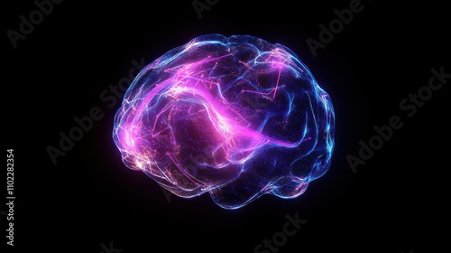 A vibrant, glowing representation of a brain, symbolizing thought and neural activity.