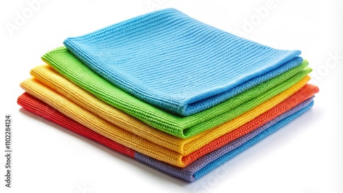 Set microfiber cloths on transparent background 