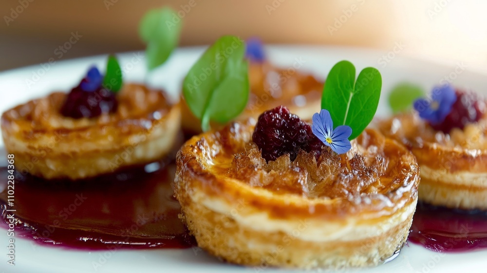 Elegant Plated Dessert Close-Up Shot Elegant Plated Dessert Close-Up Shot