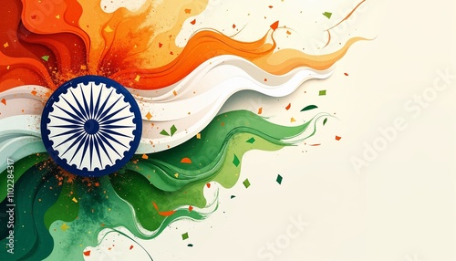 Abstract Republic Day Art with Indian Flag-Inspired Geometric Patterns