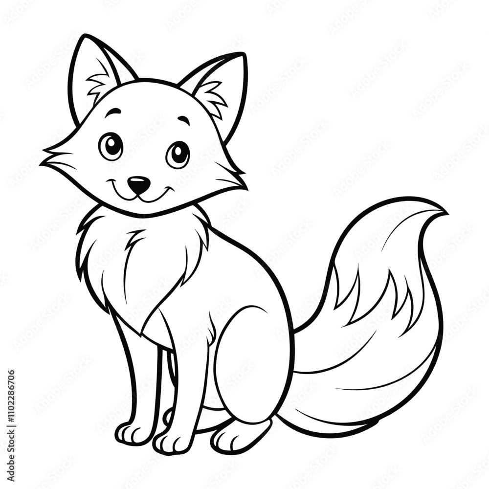 Obraz premium Playful Fox Character with Furry Tail and Smiling Expression, Perfect for Animal Lovers and Fun Designs