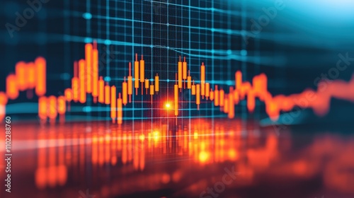 Abstract Financial Chart with Colorful Data Visualization and Grids