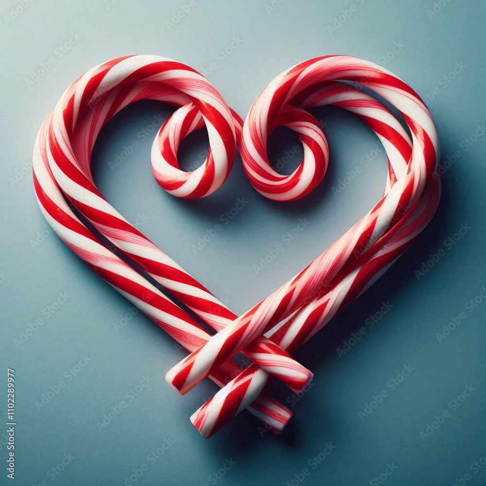 Fototapeta premium Two candy canes forming a heart shape