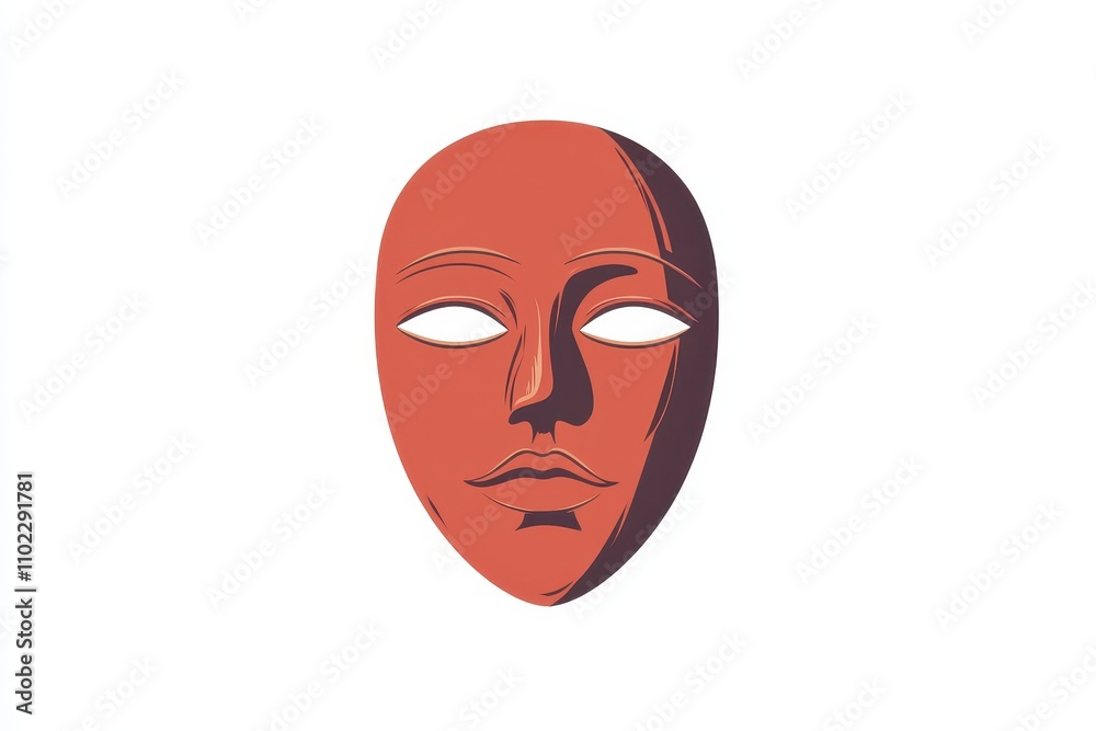 Mask design with simplified features and warm tones in modern artistic style for creative projects Mask design with simplified features and warm tones in modern artistic style for creative projects