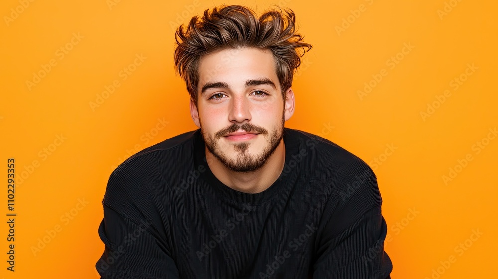 Dynamic expression of a young man studio portrait photography vibrant color background close-up personal branding concept Dynamic expression of a young man studio portrait photography vibrant color background close-up personal branding concept