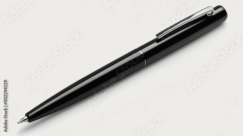 A mock-up of a black ballpoint pen with a cap, displayed on a white background.