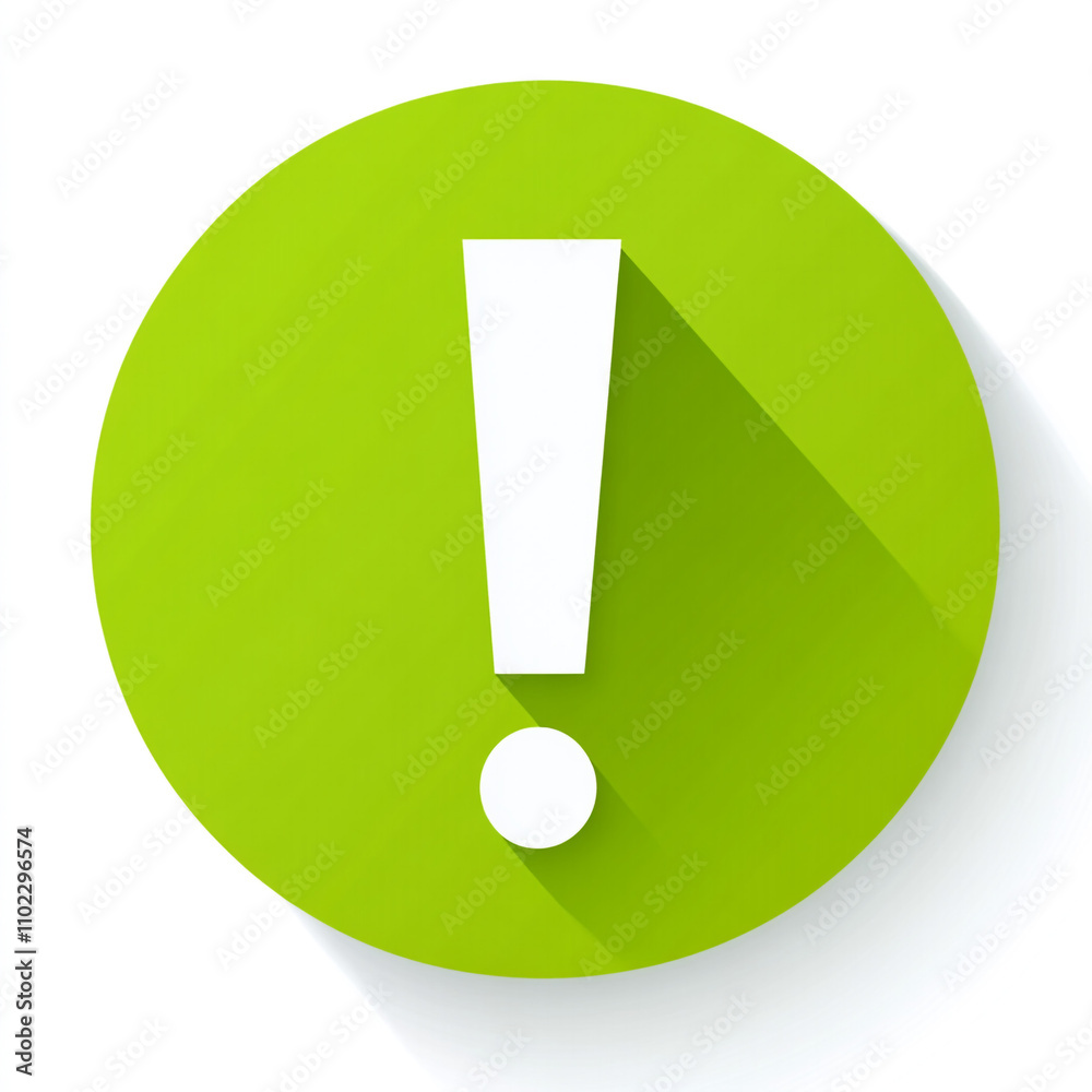 A white exclamation mark on a green circle background. A white exclamation mark on a green circle background.