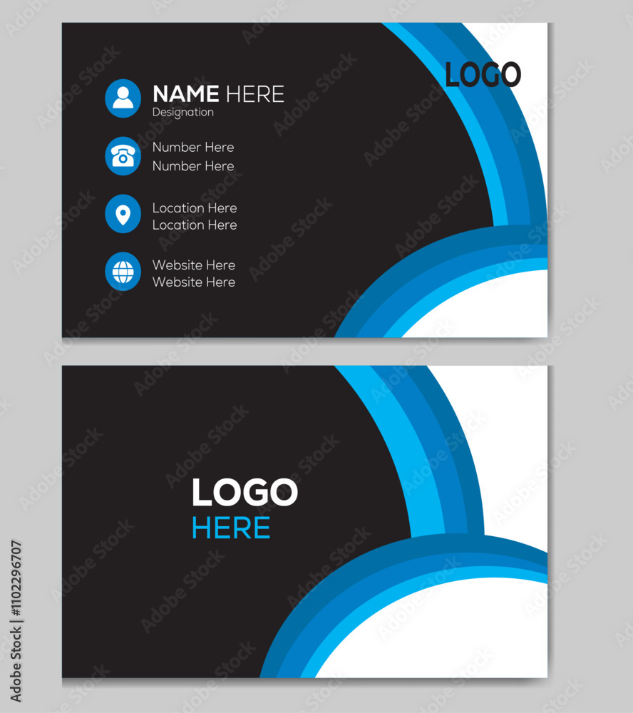Primium corporate business card, creative colour premium black blue white, vectore tamplate
