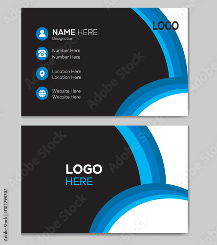 Primium corporate business card, creative colour premium black blue white, vectore tamplate
 photo